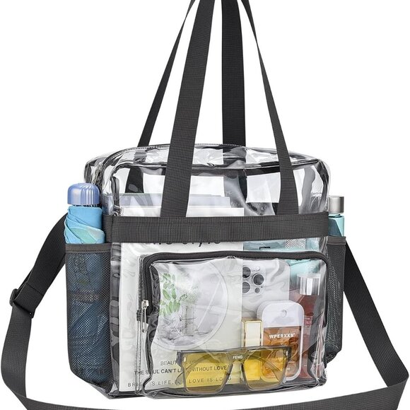 Heavy Duty Clear Bag - Stadium Approved 12x12 Clear Tote with Big Front Pocket - Picture 1 of 7